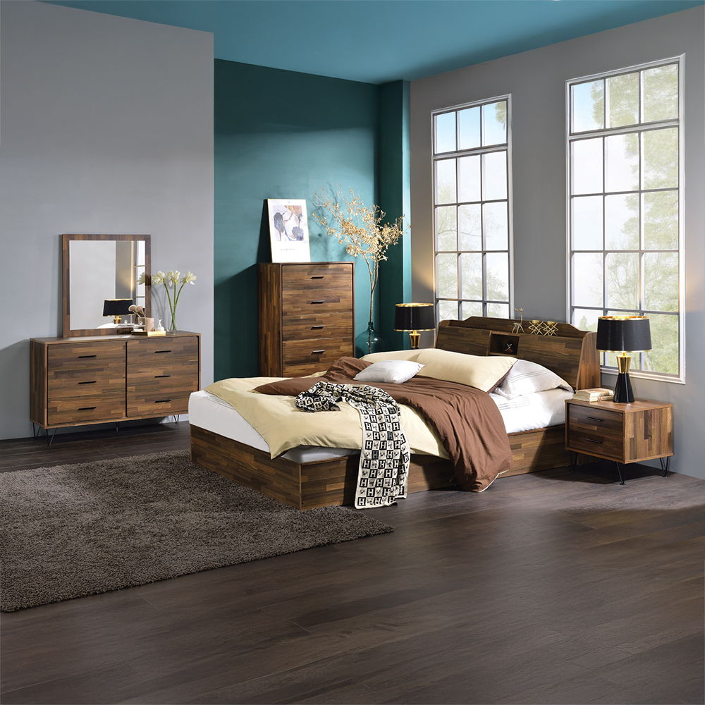 Hestia - Queen Bed With Storage - Walnut