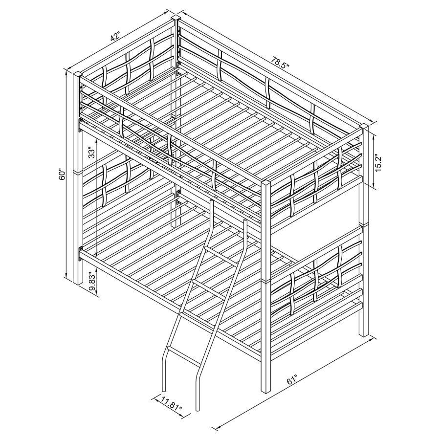 Fairfax - Metal Twin Over Twin Bunk Bed - Light Gunmetal