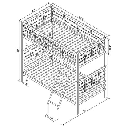 Fairfax - Metal Twin Over Twin Bunk Bed - Light Gunmetal