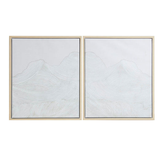 Desert Serenity - Hand Embellished Abstract 2-Piece Framed Canvas Wall Art Set - Ivory