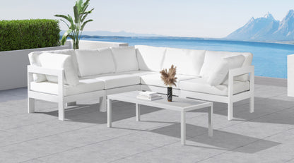 Nizuc - Outdoor Patio Modular Sectional 5 Piece - White - Metal