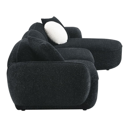 Lucifer - Sectional Sofa With 3 Pillows - Black Shimmer Chenille
