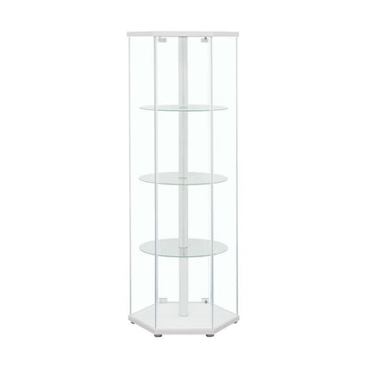 Zahavah - 4-Shelf Hexagonal Clear Glass Curio Cabinet