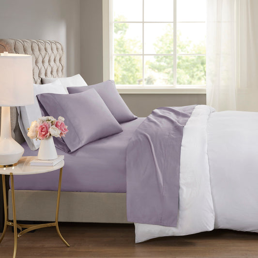 600 Thread Count - Cooling Cotton Blend 4 Pieces Sheet Set - Purple