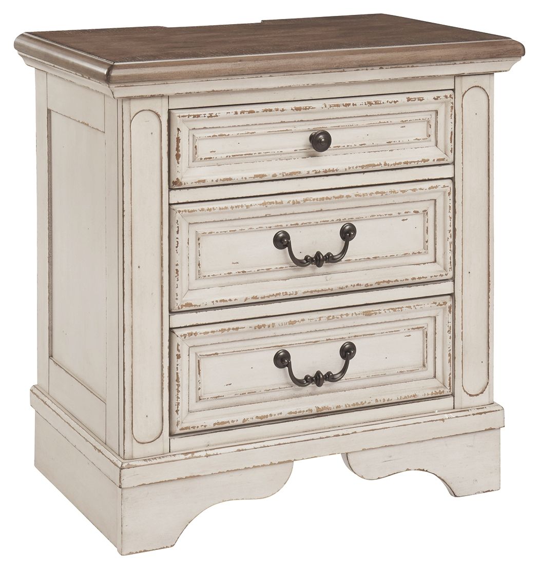 Realyn - White / Brown / Beige - Three Drawer Night Stand