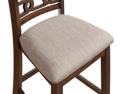 Gia - 3 Piece Dining Set (Counter Drop Leaf Table & 2 Chairs) - Cherry - Fabric