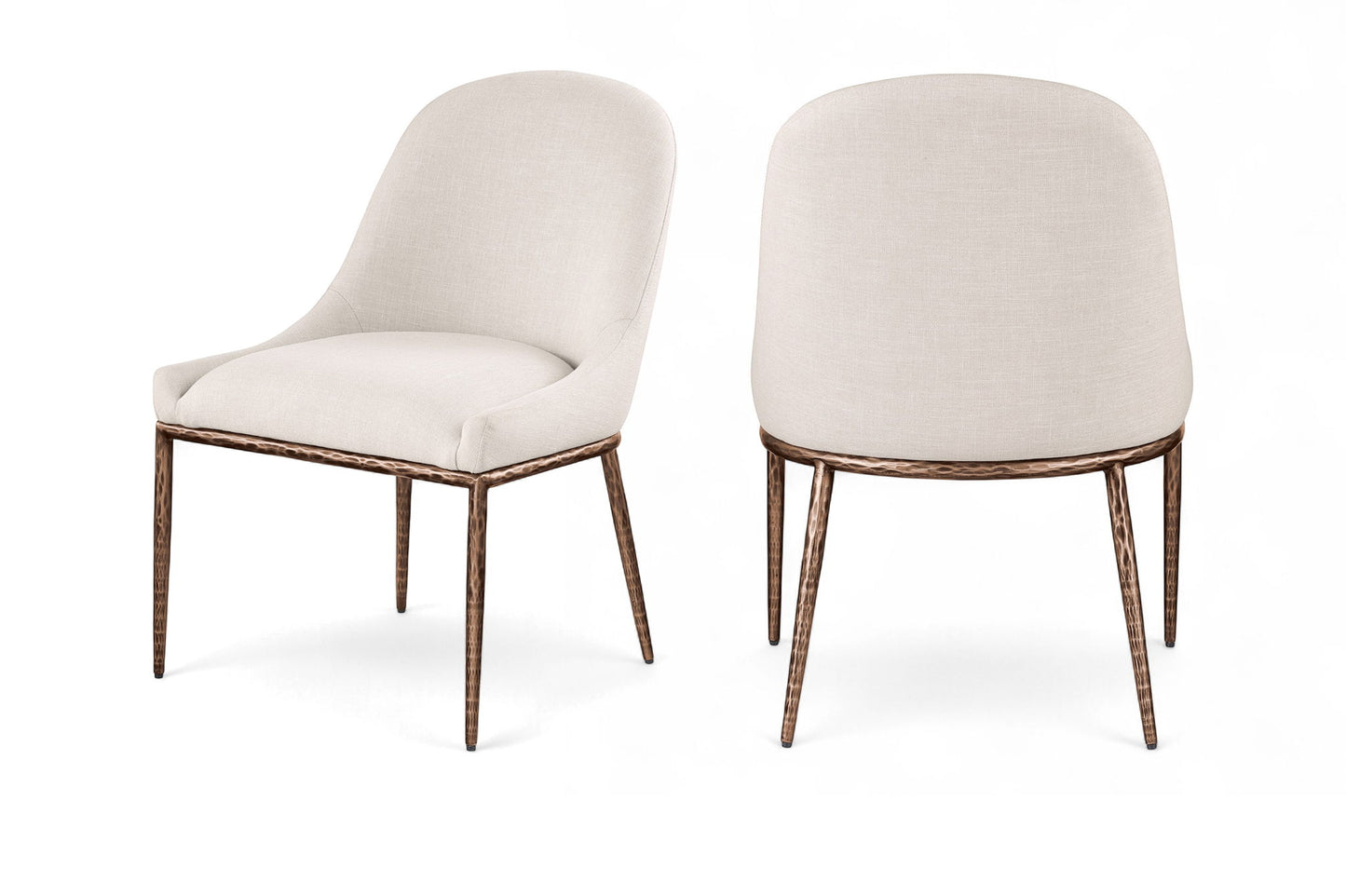 Ferro - Upholstered Dining Side Chair With Brushed Bronze Legs
