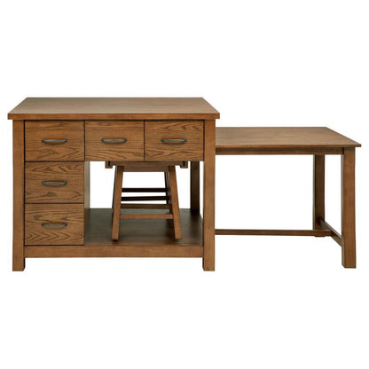 Mayfair - 3 Piece Kitchen Island With Extension Table - Dark Oak