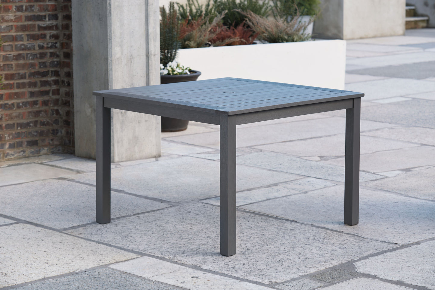 Eden Town - Gray - Square Dining Table W/Umb Opt