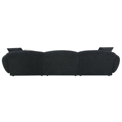 Lucifer - Sectional Sofa With 3 Pillows - Black Shimmer Chenille