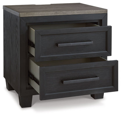 Foyland - Black / Brown - Two Drawer Night Stand