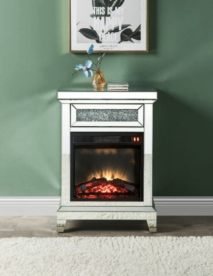 Noralie - 24" Fireplace - Mirrored & Faux Diamonds