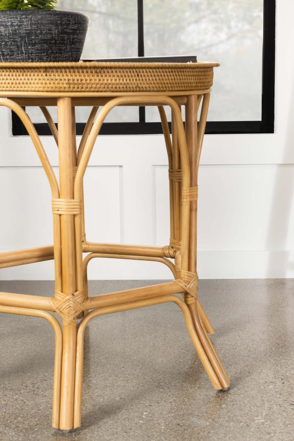 Antonio - Round Rattan Tray Top Accent Side Table