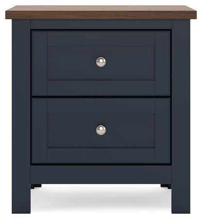 Landocken - Brown / Blue - Two Drawer Night Stand