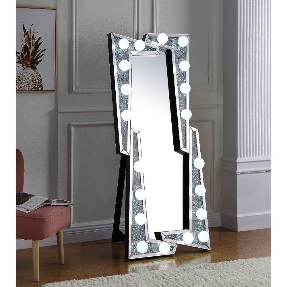 Noralie - Accent Floor Mirror - Pearl Silver - Wood - 63"