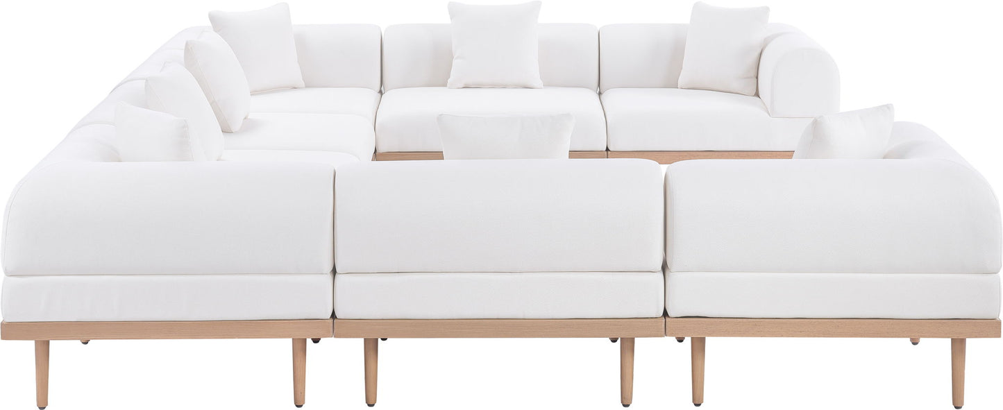 Laguna - 8 Piece Resilient Water Resistant Fabric 142" Upholstered Outdoor Patio Modular Sectional