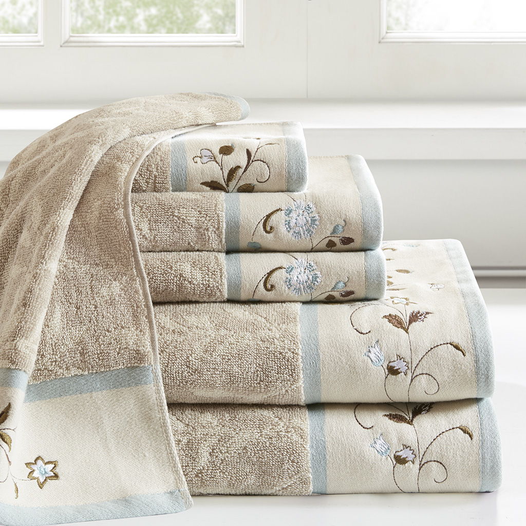 Serene - Jacquard 6 Piece Towel Set - Blue