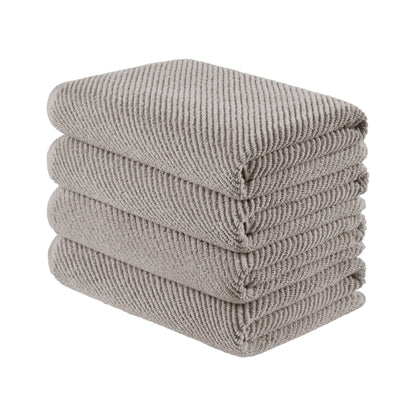 Diagonal Ribbed - 4 Piece Bath Towels Set - Gray