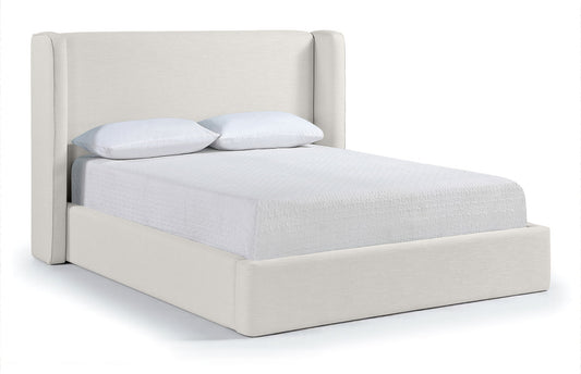 Kendall - Linen Textured Fabric Upholstered Bed - Cream