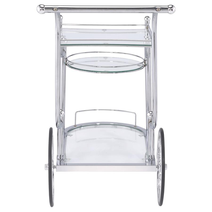 Sarandon - 3-Tier Serving Cart - Chrome And Clear