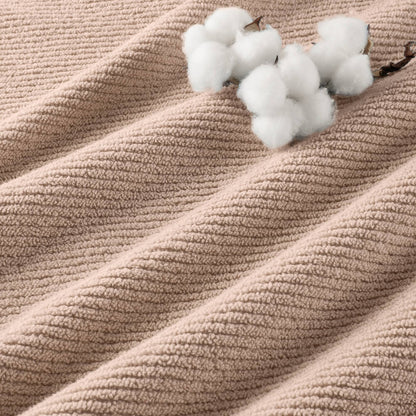 Diagonal Ribbed - 4 Piece Bath Towels Set - Beige