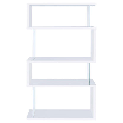 Emelle - 4-Shelf Glass Panel Bookshelf