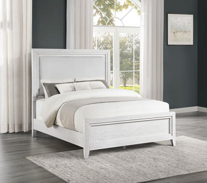 Marielle - Eastern King Headboard Panel Bed - Distressed White