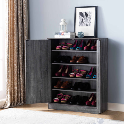 Shoe/Storage Cabinet With Two Doors Five Shelves