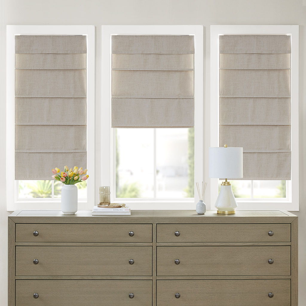 Otis - Faux Linen Cordless Blackout Roman Shade (33"x 64") - Natural