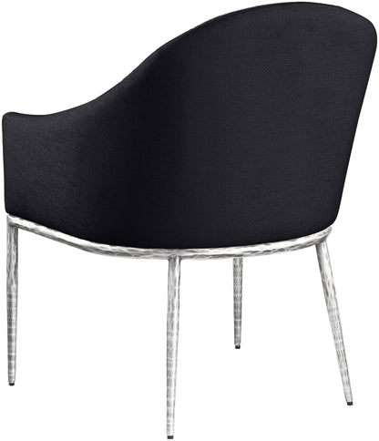 Ferro - Upholstered Dining Arm Chair With Brushed Silver Legs