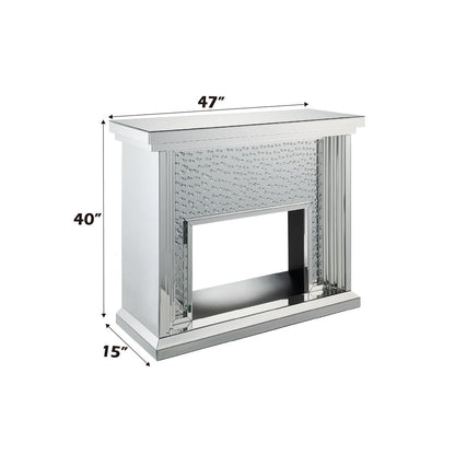 Nysa - 40" Fireplace - Mirrored & Faux Crystals