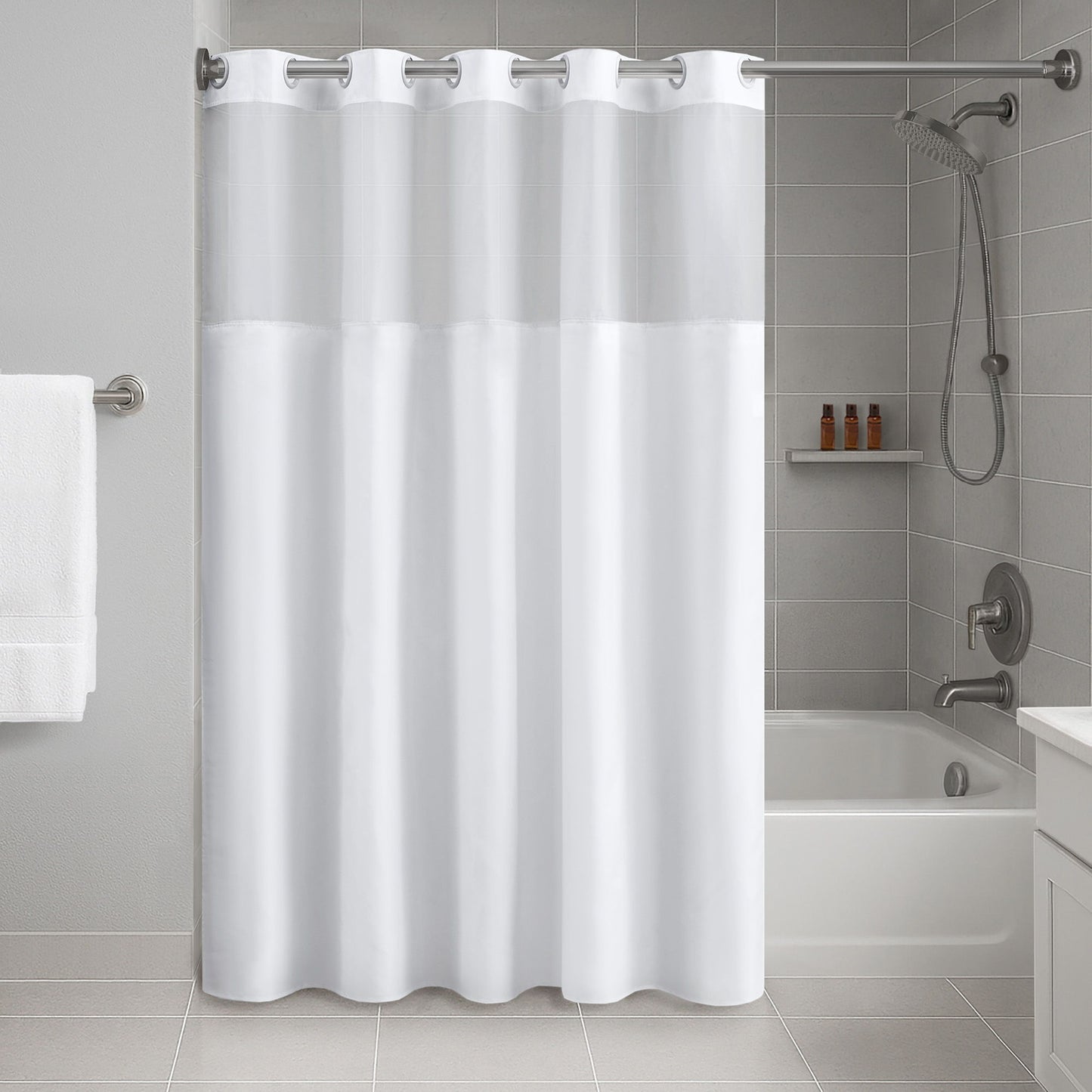 Plain Weave - Essential Fabric Shower Curtain - White