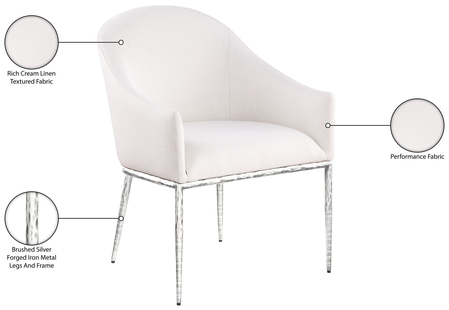 Ferro - Upholstered Dining Arm Chair With Brushed Silver Legs