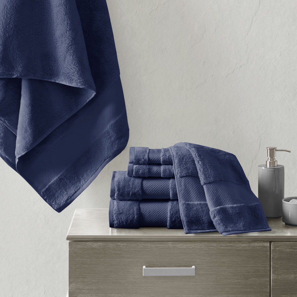 Turkish - 6 Piece Bath Towel Set - Navy