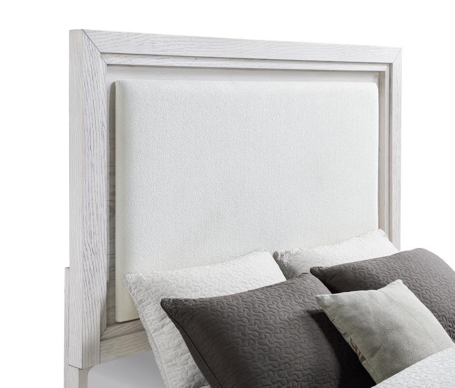 Marielle - Eastern King Headboard Panel Bed - Distressed White