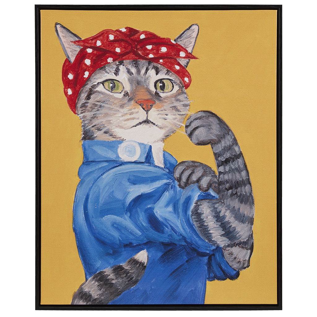 Pet Portrait - Rosie The Feline Framed Canvas Wall Art - Rosie Feline