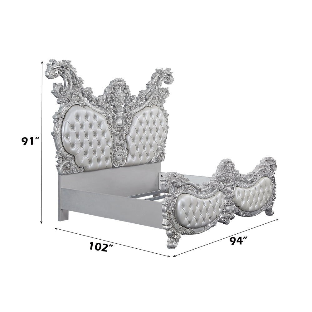 Valkyrie - Eastern King Bed - PU, Light Gold & Gray Finish