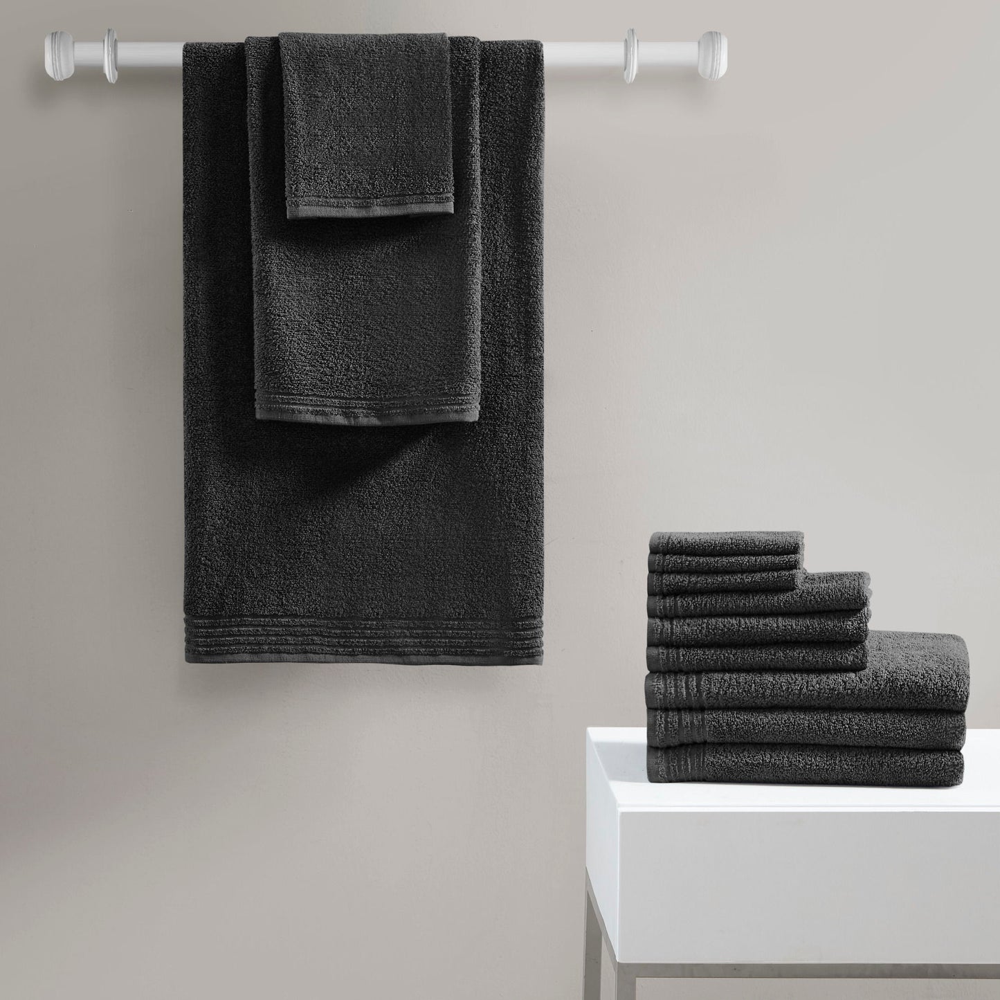 Big Bundle Quick Dry 12 Piece Bath Towel Set - Black