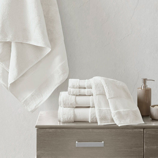 Turkish - 6 Piece Bath Towel Set - White