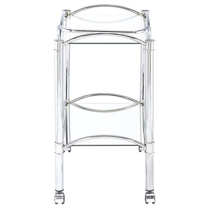 Shadix - 2-Tier Serving Cart With Glass Top - Chrome And Clear