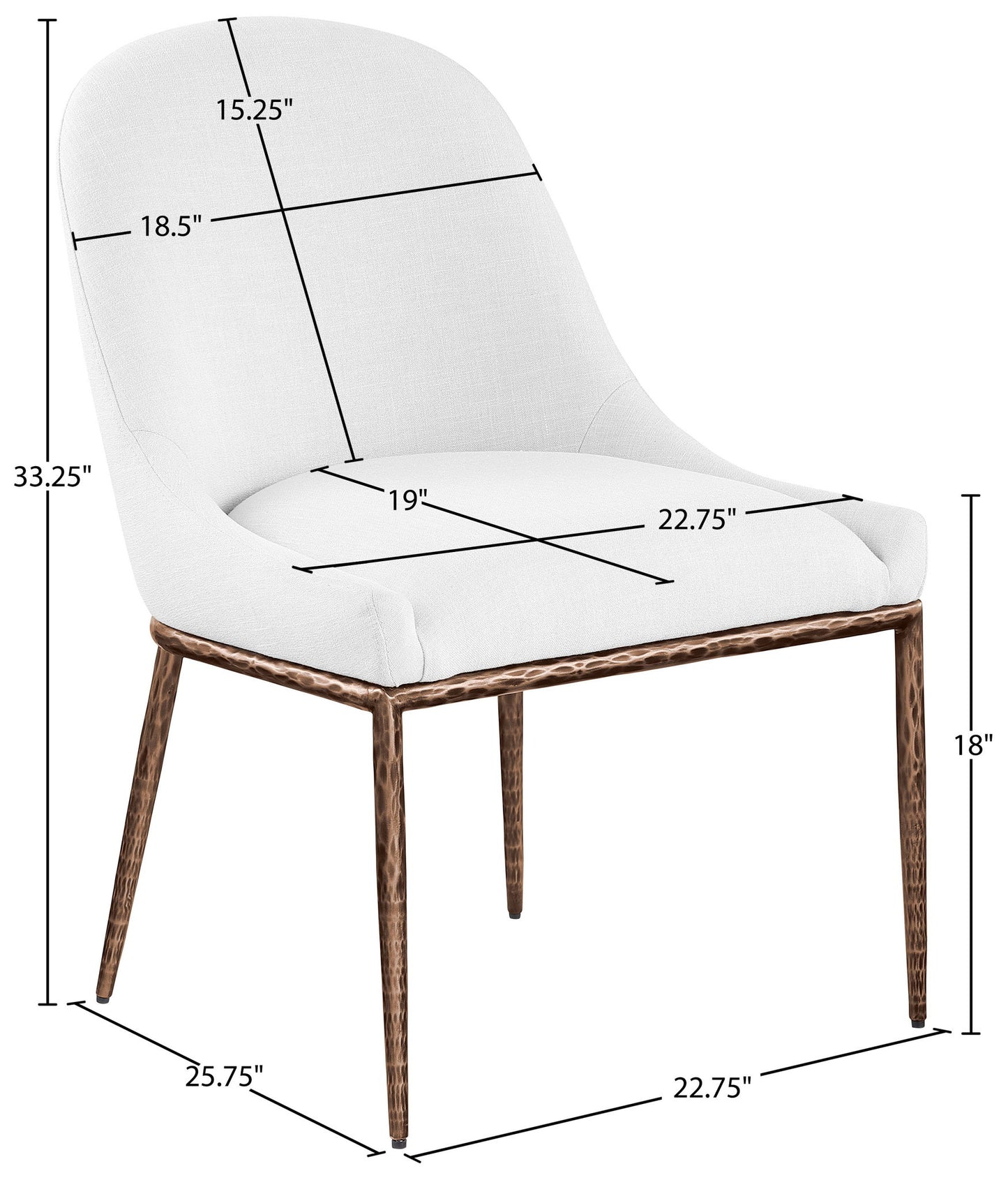 Ferro - Upholstered Dining Side Chair With Brushed Bronze Legs