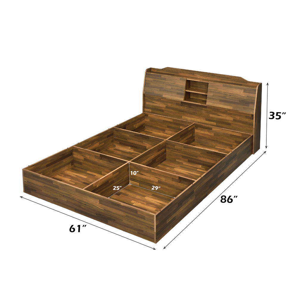 Hestia - Queen Bed With Storage - Walnut