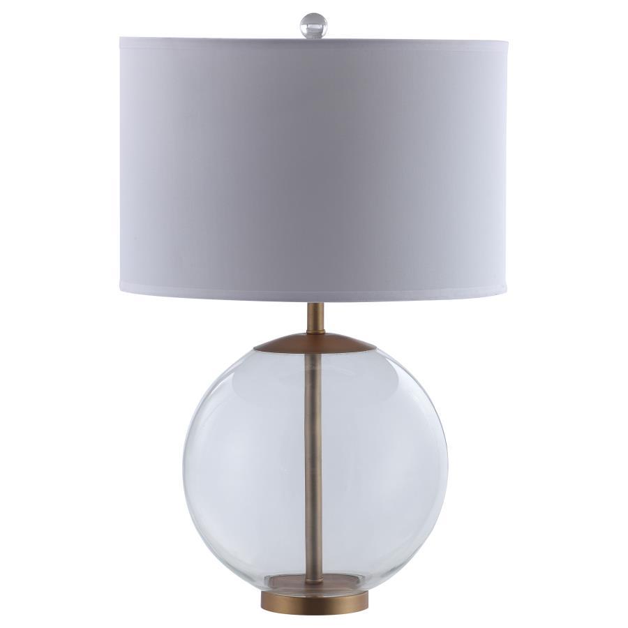 Kenny - Drum Shade Clear Glass Table Lamp - Brass