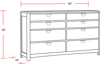 Escape - Bedroom 8 Drawer Dresser - Glazed Natural Oak