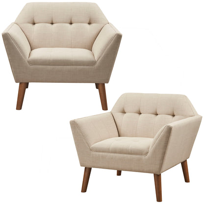 Newport - Wide Mid-Century Modern Lounge Chair (Set of 2) - Beige