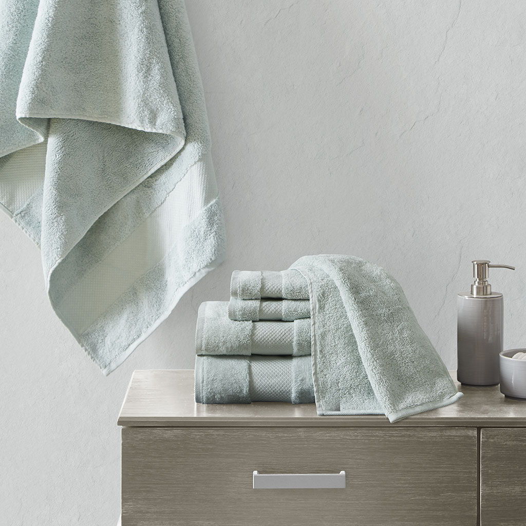 Turkish - 6 Piece Bath Towel Set - Seafoam