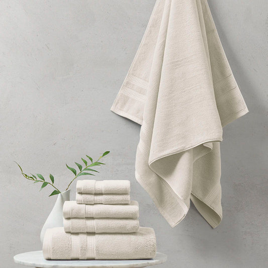 Plume - 100% Cotton Feather Touch Antimicrobial Towel 6 Piece Set - Ivory