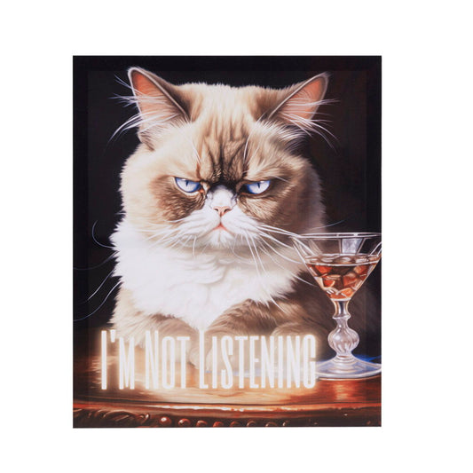 Grumpy Cats - I'm Not Listening Canvas Wall Art - Multi