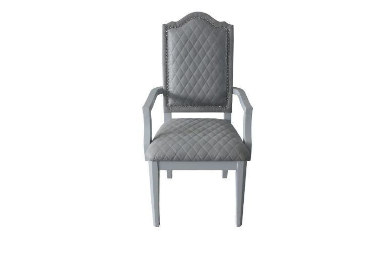 House Marchese - Arm Chair (Set of 2) - Two Tone Gray Fabric & Pearl Gray