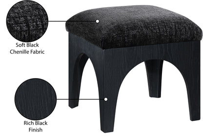 Lawson - Chenille Fabric Ottoman - Black Base